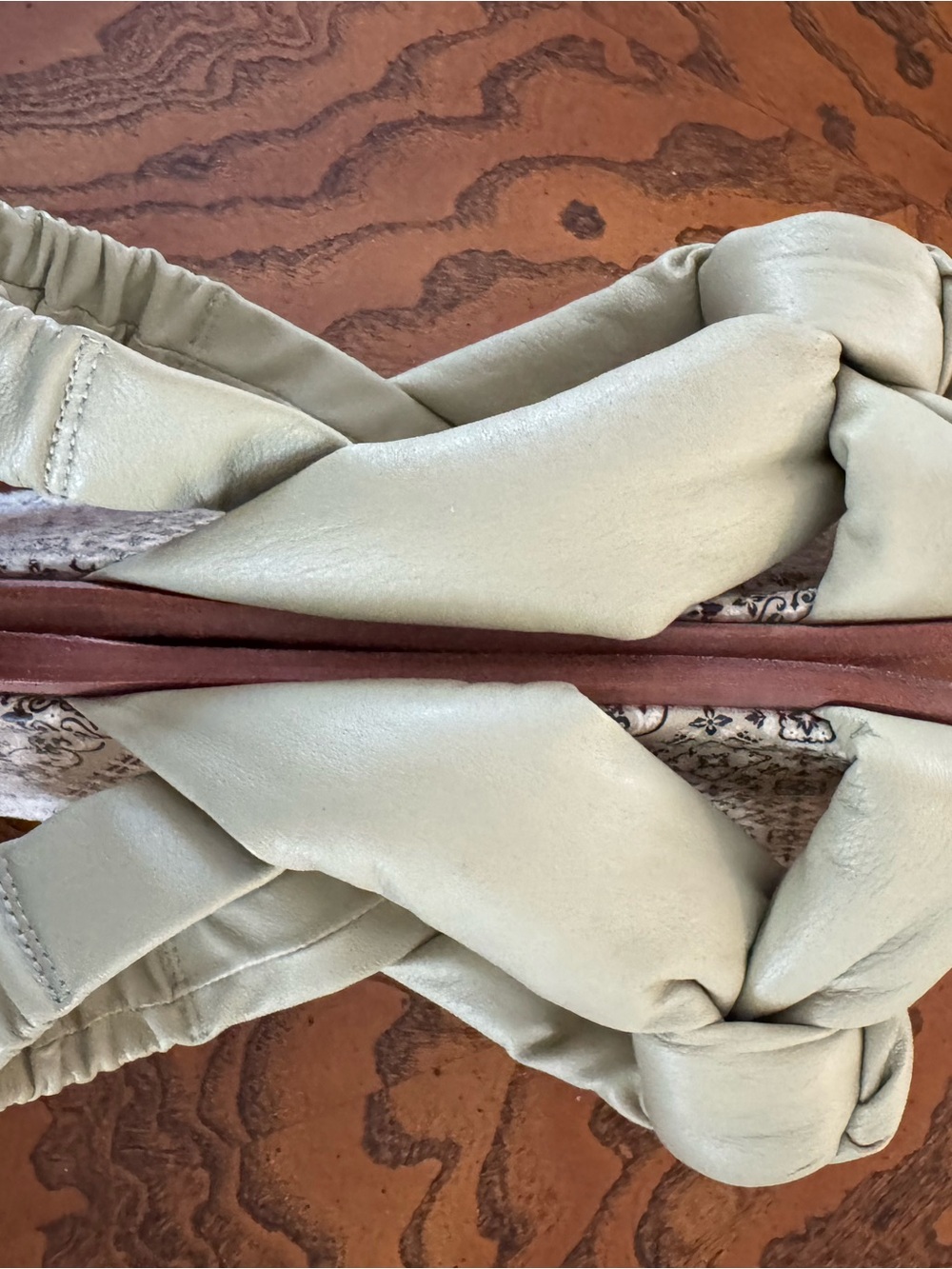 Anthropologie Light Sage Knotted Leather Slide Sandals - Picture 5 of 10